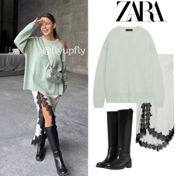 ZARA MIDI SKIRT LACE Size L - Picture 4 of 16